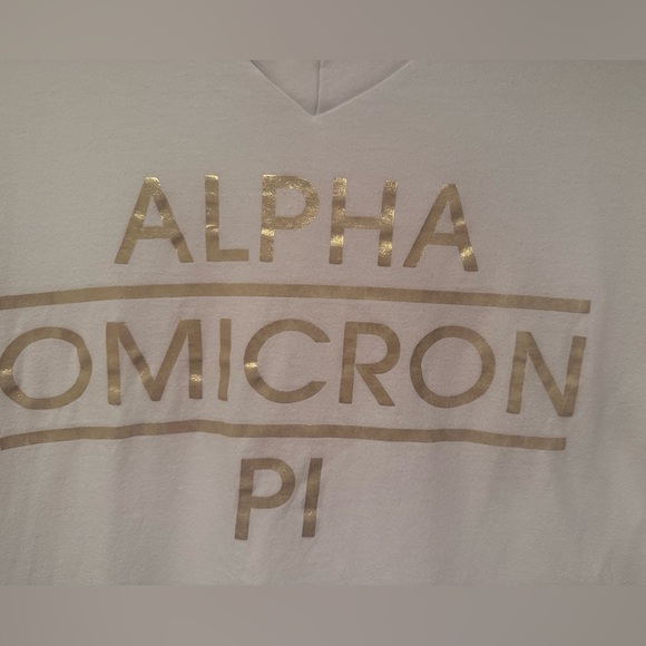 AOII t shirt Alpha Omicron Pi AOII American Apparel Size M White with Gold Foil - Picture 5 of 7